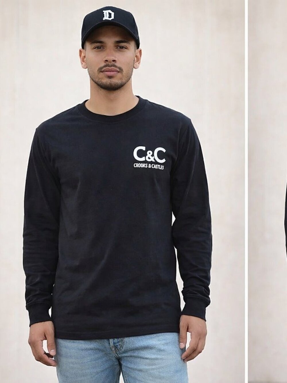Crooks & Castles Black Long Sleeve Graphic Tee Size S C&C Streetwear Logo Shirt